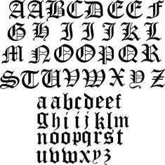 an old english alphabet with some type of writing on it's upper and lower letters