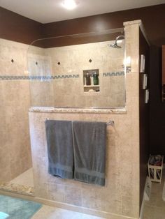 the bathroom is clean and ready to be used as a bathtub or shower stall