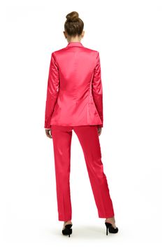 Fuchsia is not just a color, but an attitude. Elegant Fitted Pink Pants, Elegant Pink Fitted Pants, Pink Stretch Pants For Formal Occasions, Pink Fitted Formal Pants, Elegant Stretch Pink Pants, Elegant Pink Stretch Pants, Tailored Pink Pants For Fall, Tailored Pink Bottoms For Fall, Tuxedo Women Suits