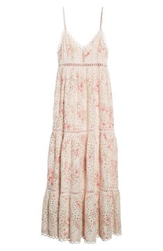 Add some charm to your wardrobe in this pretty floral maxi dress featuring darling details like a V-neckline, eyelet embroidery and scalloped lace trim. V-neck Adjustable straps Lined 100% rayon Hand wash, dry flat Imported Love Shack Fancy Maxi Dress, Summer Garden Party Maxi Dress With Scalloped Lace, Broderie Anglaise Maxi Dress, Lace Maxi Dress With Floral Embroidery And V-neck, V-neck Lace Maxi Dress With Floral Embroidery, V-neck Floral Embroidery Lace Maxi Dress, Lace Maxi Dress With Broderie Anglaise, Spring Maxi Dress With Scalloped Lace, Spring Bohemian Maxi Dress With Scalloped Lace