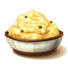 a bowl full of mashed potatoes with parsley on top, ready to be eaten