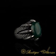 Silver Men Rings and Tasbeeh Shop - Boutique Ottoman Men Jewelry Silver For Men, Bohemian Style Rings, Green Agate Ring, Green Onyx Stone, Gold Finger Rings, Silver Handmade Jewelry, Costume Jewelry Rings, Average Weight, Green Agate