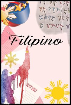 a poster with the words flupineo written in different languages and symbols on it