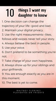 the ten things i want my daughter to know