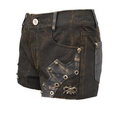 Pt143 Steampunk Gear Shorts Punk Style Shorts For Festivals, Fitted Punk Shorts, Fitted Punk Style Shorts, Punk Style Short Bottoms For Festival, Edgy Fitted Shorts For Festivals, Punk Style Shorts With Belt Loops, Grunge Style Shorts For Alternative Fashion, Black Steampunk Bottoms For Festival, Steampunk Style Fitted Bottoms For Festival