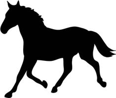 a black and white silhouette of a running horse