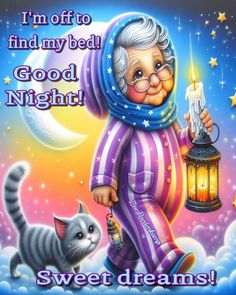 an old lady holding a candle and a cat