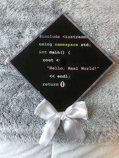 Computer Science graduation cap. “Hello, Real World!” Computer Science Wallpaper Technology, Science Grad Cap, Computer Science Wallpaper, Computer Science Quotes