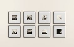 six black and white photographs hanging on the wall