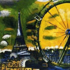 an abstract painting of a ferris wheel in paris