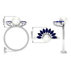 two rings with blue and white flowers on them are shown in front of a white background