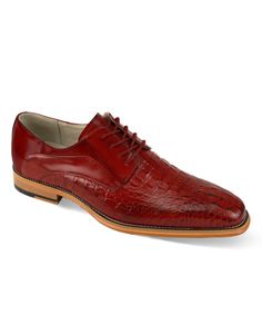 Giovanni Mason Oxford Lace Up Shoes - Red Elegant Look, Croc Print, Up Shoes, Printed Leather, Lace Up Shoes, Oxford, Genuine Leather, Walking, Lace Up