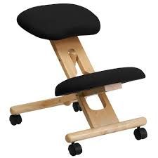 Mobile Wooden Ergonomic Kneeling Chair In Black Fabric - Belnick : Target Gold Chivari Chairs, Mission Chair, Wooden Office Chair, Ergonomic Kneeling Chair, Cheap Office Chairs, Balcony Table And Chairs, Ergonomic Computer Chair, Most Comfortable Office Chair