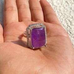 Purple Doublet Ring Statement Ring will enhance your look. These Purple Diamond Ring will surely add a touch of elegance in your look. A Perfect gift for mom or Gift for wife. *𝐏𝐑𝐎𝐃𝐔𝐂𝐓 𝐃𝐄𝐓𝐀𝐈𝐋* * 𝐌𝐚𝐭𝐞𝐫𝐢𝐚𝐥: Brass * 𝐏𝐥𝐚𝐭𝐢𝐧𝐠: White Rhodium Plated * 𝐒𝐭𝐨𝐧𝐞: AAA-quality CZ Diamond. 𝐕𝐢𝐬𝐢𝐭 𝐎𝐮𝐫 𝐅𝐀𝐐𝐬 𝐟𝐨𝐫 𝐒𝐡𝐢𝐩𝐩𝐢𝐧𝐠 𝐏𝐨𝐥𝐢𝐜𝐢𝐞𝐬 𝐚𝐧𝐝 𝐂𝐚𝐫𝐞 𝐈𝐧𝐬𝐭𝐫𝐮𝐜𝐭𝐢𝐨𝐧 *𝐃𝐈𝐒𝐂𝐋𝐀𝐈𝐌𝐄𝐑* * Product color may slightly vary due to photographic lightin Purple Gem Ring, Elegant Amethyst Open Ring For Wedding, Elegant Open Amethyst Ring For Wedding, Rectangular Amethyst Wedding Rings, Exquisite Rectangular Wedding Rings, Elegant Silver Crystal Ring For Proposal, Silver Amethyst Crystal Ring For Wedding, Silver Emerald-cut Jewelry For Proposal, Silver Emerald Cut Jewelry For Proposal