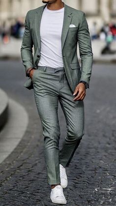 Green Casual Suit Men, Suit With T Shirt, 20 Happy Birthday, Suits Tuxedo, Custom Dress Shirts, Mens Casual Suits