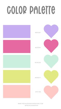 the color palette is shown with hearts in different colors