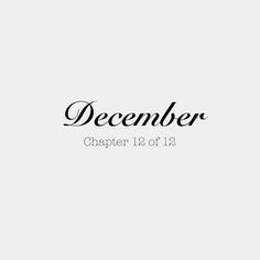 the words december written in black on a white background