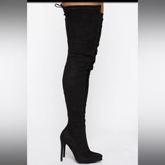 Thigh High Black Boots. Never Been Worn, Brand New. Thigh High Platform Boots For Night Out, Thigh High Boots For Winter Night Out, Thigh High Boots For Night Out In Winter, Thigh High Winter Boots For Night Out, Chic Thigh High Platform Boots With Wide Calf, Chic Thigh High Platform Boots For Wide Calves, Chic Thigh-high Platform Boots For Wide Calf, Trendy Wide Calf Thigh High Heeled Boots, Chic Wide Calf Thigh High Platform Boots