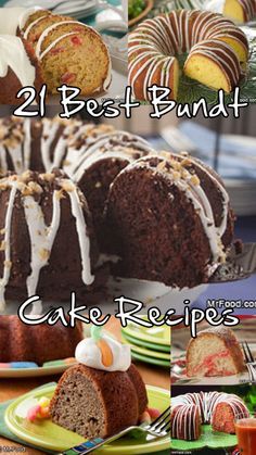 the cake recipe book cover shows different types of bundt cakes and other desserts