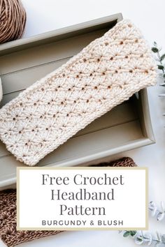 the free crochet headband pattern is on display