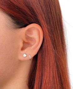 "Double spiral ear piercing, Sterling Silver double hole earring with bright cubic zirconia, wrap earring, huggie earrings You need two earlobe piercings to wear this earring. 👉🏼Details: ♥ Material: High-Quality Solid 925 Sterling Silver. ♥ Finish: Silver and Gold plated Silver. ♥ Hypoallergenic, suitable for sensitive ears. ♥ Nickel-free and lead-free. ♥ Sold as a single earring or as a pair. 📏 Dimensions: ♥ Spiral length: 10mm // 0.40\" ♥ Thickness // Gauge: 0.8 mm // 20G ♥ Cubic Zirconia: Double Earlobe Piercing, Two Ear Piercings, Earring Double Piercing, Double Lobe Piercing, Double Piercing Earring, Double Hoop Earring, Earlobe Piercings, Second Ear Piercing, Second Hole Earrings