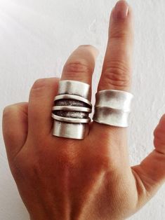 Boho Silver Modernist Ring Silver Statement Ring Ethnic | Etsy Unique Metal Rings For Festivals, Bohemian Metal Rings For Jewelry Making, Bohemian Metal Rings For Festivals, Bohemian Ring With Unique Design, Handmade Bohemian Metal Rings, Bohemian Nickel-free Metal Rings, Bohemian Rings With Unique Design, Bohemian Style Metal Jewelry, Bohemian Metal Rings With Unique Design