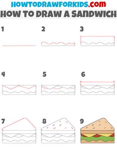 how to draw a sandwich step by step instructions for kids and beginners with pictures