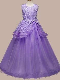 Silhouette Ball Gown Neckline Jewel Hemline/Train Floor-Length Back Details Zipper Fabric Organza Embellishment Bows Sleeve Length Sleeveless Fully Lined Yes Weight 0.32kg Sleeveless Princess Ball Gown For Prom, Princess Sleeveless Prom Gown, Sleeveless Princess Dress For Prom, Purple Floral Applique Princess Dress For Dress-up, Princess Sleeveless Ball Gown For Pageant, Princess Sleeveless Ball Gown For Dress-up, Princess Style Sleeveless Ball Gown For Dress-up, Purple Princess Dress With Floral Applique For Parties, Purple Ball Gown For Spring