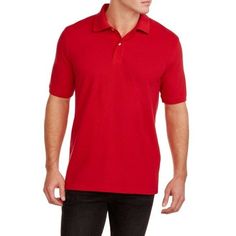 Faded Glory Men's Red Short Sleeve Polo Shirt Don't be surprised at all the admiring glances you get once you wear the Faded Glory men's short-sleeve polo shirt. This smart-looking polo shirt with its attractive color will set you apart from the crowd. Made up of 100% pique cotton, this comfortable shirt is hard-wearing making it ideal for use in rugged conditions. The short sleeves and the two-button placket gives a refined look to the shirt. This comfortable men's pique polo shirt gives you a Red Casual Polo Shirt, Casual Red Collared Polo Shirt, Casual Red Polo Shirt, Red Collared Flannel Shirt, Fitted Red Cotton Polo Shirt, Red Classic Cotton T-shirt, Red Fitted Cotton Polo Shirt, Classic Red Cotton T-shirt, Plain Cotton Polo Collar Shirt