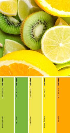 the color chart shows different types of fruit, including kiwis and oranges