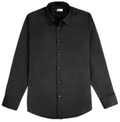 Solid Slim Fit Business Shirt, Solid Slim Fit Shirt For Business, Black Cotton Shirt For Office, Solid Color Slim Fit Dress Shirt For Office, Black Collared Dress Shirt For Office, Black Slim Fit Dress Shirt With Spread Collar, Classic Fitted Plain Shirt, Fitted Classic Plain Shirt, Elegant Plain Cotton Shirt