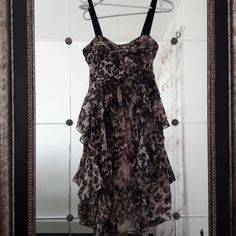 Nwt....H&M, Trend Ruffled Mini Dress, Zip On The Side...Soo Pretty, Sunday, Party, Or Any Other Day Mini Ruffled Dress Brown Ruffled Midi Dress For Party, H&m Sleeveless Mini Dress For Party, H&m Sleeveless Midi Dress For Night Out, H&m Mini Dress For Summer Cocktail, H&m Summer Midi Dress For Night Out, H&m Summer Cocktail Mini Dress, H&m Sleeveless Cocktail Dress, H&m Summer Formal Dresses, H&m Formal Dresses For Summer