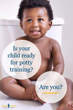 a baby sitting on top of a toilet with the words is your child ready for potty training? are you?