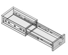 an open drawer with two drawers on the bottom and one drawer in the middle, which is