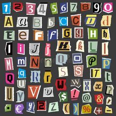 the letters and numbers are made up of torn paper royalty - all over print stock photo