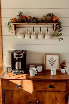 30 Creative Farmhouse Coffee Bar Ideas for DIY Enthusiasts Coffee Bar And Breakfast Nook, Coffee Bar Repurposed Furniture, Coffee Bar With Lights, Coffee Cart Office, Diy Pantry With Coffee Bar, Countertop Bar Ideas Small Spaces, Pie Safe Coffee Bar, Mini Coffee Bar Ideas Small Spaces, Coffee Bar For Small Kitchen