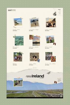 the ireland travel guide is displayed on a white and green background with images from different countries