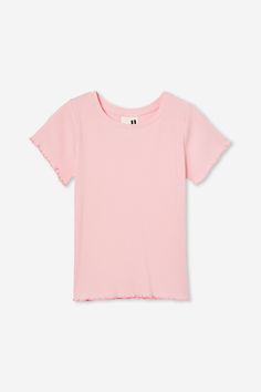 RAYA EMBROIDERY RIB BABY TEE Fitted Ribbed Pink T-shirt, Pink Fun Cotton T-shirt, Pink Top Kids, Pink Ribbed Cotton T-shirt, Pink Ribbed Stretch T-shirt, Pyjama Trend, Sweats Outfit, Swimwear Dress, Romper With Skirt