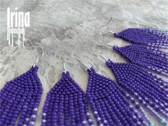 Dark violet beaded earrings Turquoise seed bead earrings Gradient long beaded earrings Czech beads tassel earrings Long boho earrings Indian Purple Beaded Fringe Drop Earrings, Purple Fringe Beaded Earrings As Gift, Purple Fringe Beaded Earrings For Gift, Purple Earrings With Beaded Fringe, Bohemian Purple Earrings With Tiny Beads, Purple Jewelry With Beaded Fringe And Round Beads, Purple Beaded Fringe Earrings For Festivals, Purple Beaded Earrings With Tassels For Gift, Purple Beaded Earrings With Tassels