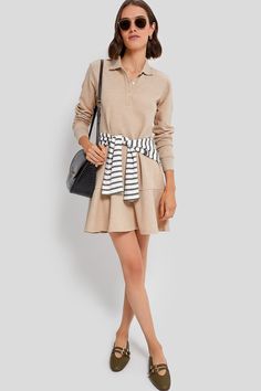 Sandstone Long Sleeve Pique May Polo Dress | Tuckernuck Elegant Spring Polo Dress For Work, Elegant Spring Workwear Polo Dress, Chic Summer Polo Dress For Work, Elegant Collared Polo Dress For Spring, Chic Summer Workwear Polo Dress, Elegant Spring Collared Polo Dress, Elegant Spring Polo Dress With Collar, Chic Collared Polo Dress For Spring, Elegant Polo Dress For Daywear