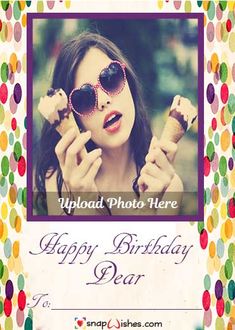 a woman wearing sunglasses and holding ice cream cones in her hands with the caption happy birthday dear