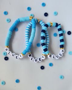 Who doesn't like bluey? These bluey bracelets are so cute. There Perfect for gifts for your kids and teens. There fun and blue of course. Fun Adjustable Turquoise Jewelry, Blue Bracelet With Letter Beads, Playful Blue Beaded Bracelets For Birthday, Blue Adjustable Everyday Bracelets, Blue Hypoallergenic Name Bracelet For Birthday, Playful Blue Jewelry For The Beach, Trendy Blue Stretch Bracelet For Everyday Wear, Trendy Blue Stretch Bracelet For Everyday, Hypoallergenic Blue Name Bracelet For Birthday