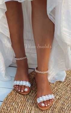 SHIPPING via DHL EXPRESS WORLDWIDE: 1 - 4 business days delivery (Please fill in your phone number if you choose Express Shipping) ★ More wedding sandals and shoes: See my store: https://www.etsy.com/shop/PelinoSandals 💓 Handmade genuine Greek leather wedding sandals decorated with romantic lace or crystals,pearls,rhinestones ( all the embellishments are hand sewn onto the leather straps) for brides dreaming of a beach wedding, a Bachelor party or even a city wedding. I am here to create with y White Heels With Single Toe Strap For Wedding, White Single Toe Strap Heels For Wedding, Adjustable Flat Sandals For Wedding, White Round Toe Wedding Sandals, White Round Toe Sandals For Wedding, White Open Toe Wedding Shoes For Beach Wedding, White Open Toe Wedding Shoes For Destination Wedding, White Open Toe Wedding Shoes For Bride, White Open Toe Sandals For Destination Wedding