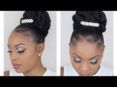 Naturally Curly Hair Updo, Black Bridesmaids Hairstyles, Wedding Bun, Low Bun Hairstyles, Bun Updo, Simple Wedding Hairstyles, Side Hairstyles, Pelo Afro