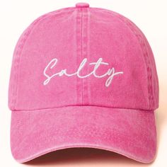 Salty distressed baseball cap perfect for that beachy, casual look! Available in hot pink, sage, nude, pink and blue Stylish distressed look with an adjustable back-strap Baseball Cap Embroidery, Cap Embroidery, Distressed Baseball Cap, Embroidery Caps, Embroidery Baseball, Screen Printing Designs, Embroidered Hats, Nude Pink, City Style