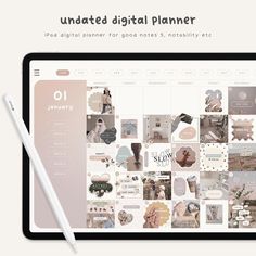 a tablet with an image of people on it and the text,'updated digital planner '