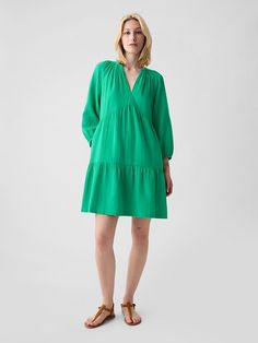 Saw this on Gap: Green Crinkle Texture Dress For Summer, Spring Summer Dress With Crinkle Texture, Green Crinkle Texture Dress For Spring, V-neck Summer Dress With Crinkle Texture, Summer V-neck Dress With Crinkle Texture, V-neck Crinkle Texture Summer Dress, Gap Summer Mini Dress, Gap Summer V-neck Dress, Summer Long Sleeve Dress With Crinkle Texture