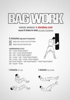 an instruction manual for how to do the bagwork exercise with one hand and two hands