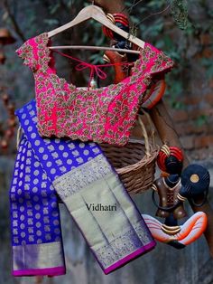 Art Infused Ethnic Furniture - Splendor of Wood n Silk from FURNICHEER Pink Blouse Designs, Kalamkari Blouse, Sari Blouse Designs, Saree Blouse Patterns, Maggam Work Blouse Designs, Blouse Designs Silk, Wedding Blouse, Beaded Blouse, Saree Blouse Designs Latest