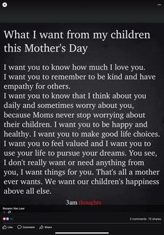 the poem for mother's day is shown in this screenshot